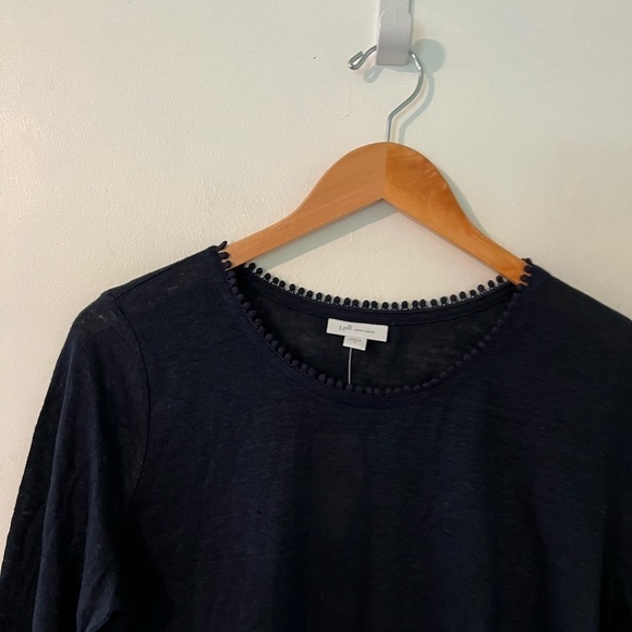 NWT J. Jill Love Linen Navy Blue Bobble Knit Top - Picture 7 of 7